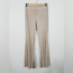 ZARA Womens Size S or 10 Gold Crinkle Pullover Flared Pants